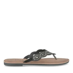 Tongs Entredoigt NOIR Femme Motif Paillettes A Enfiler
