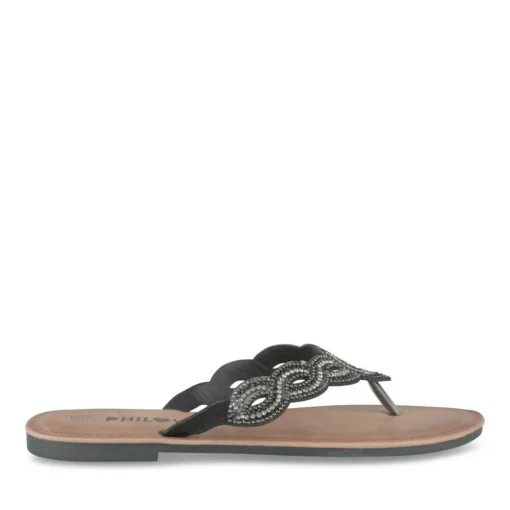 Tongs Entredoigt NOIR Femme Motif Paillettes A Enfiler
