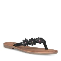 Tongs Entredoigt NOIR Femme Motif Uni A Enfiler