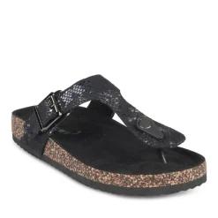 Tongs Entredoigt NOIR Femme Motif Uni A Enfiler