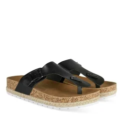 Tongs Entredoigt NOIR Femme Motif Vernis A Enfiler