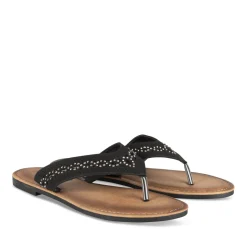 Tongs Entredoigt NOIR Femme Motif Perle A Enfiler
