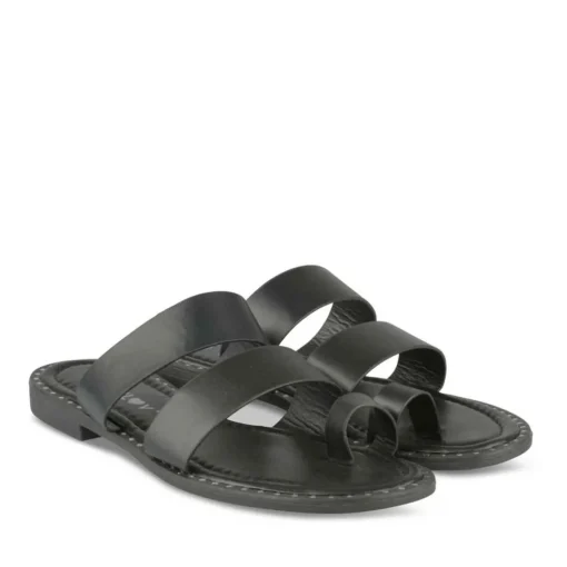 Tongs Entredoigt NOIR Femme Motif Uni A Enfiler