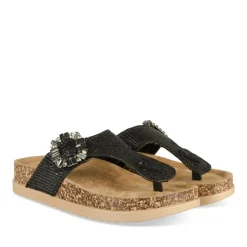 Tongs Entredoigt NOIR Femme Motif Uni A Enfiler