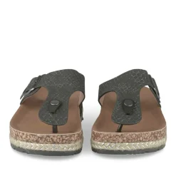 Tongs Entredoigt NOIR Femme Motif Animal A Enfiler