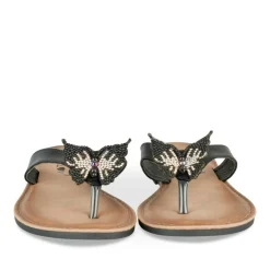 Tongs Entredoigt NOIR Femme Motif Paillettes A Enfiler