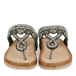 Tongs Entredoigt NOIR Femme Motif Paillettes A Enfiler