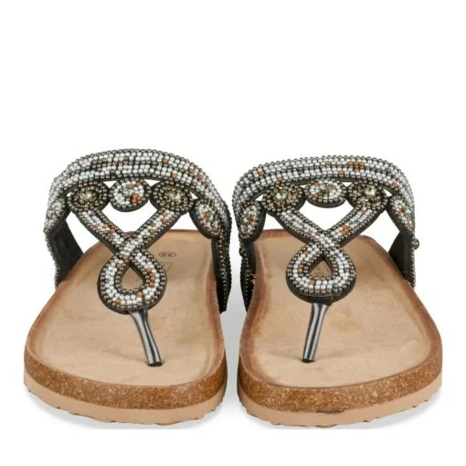 Tongs Entredoigt NOIR Femme Motif Paillettes A Enfiler