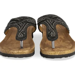 Tongs Entredoigt NOIR Femme Motif Paillettes A Enfiler
