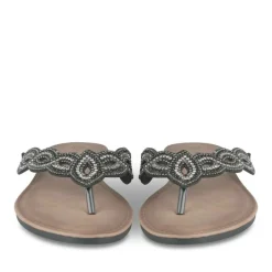 Tongs Entredoigt NOIR Femme Motif Paillettes A Enfiler