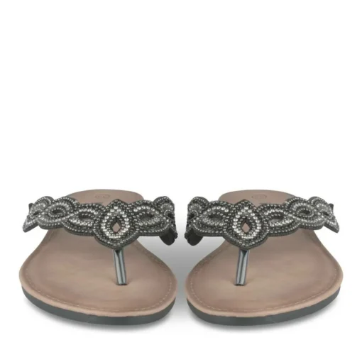 Tongs Entredoigt NOIR Femme Motif Paillettes A Enfiler