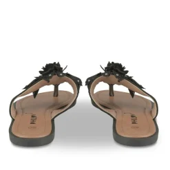 Tongs Entredoigt NOIR Femme Motif Fleuri A Enfiler