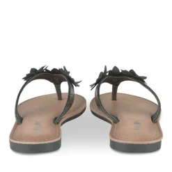 Tongs Entredoigt NOIR Femme Motif Fleuri A Enfiler