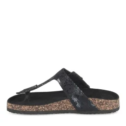 Tongs Entredoigt NOIR Femme Motif Uni A Enfiler