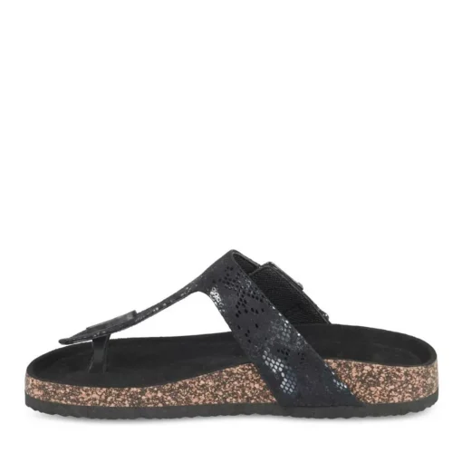 Tongs Entredoigt NOIR Femme Motif Uni A Enfiler