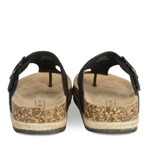 Tongs Entredoigt NOIR Femme Motif Uni A Enfiler