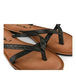 Tongs Entredoigt NOIR Femme Motif Carreaux A Enfiler