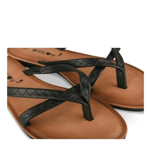 Tongs Entredoigt NOIR Femme Motif Carreaux A Enfiler