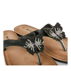 Tongs Entredoigt NOIR Femme Motif Paillettes A Enfiler