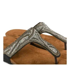 Tongs Entredoigt NOIR Femme Motif Paillettes A Enfiler