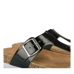 Tongs Entredoigt NOIR Femme Motif Vernis A Enfiler