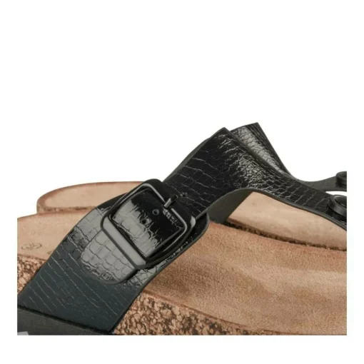 Tongs Entredoigt NOIR Femme Motif Vernis A Enfiler