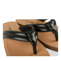 Tongs Entredoigt NOIR Femme Motif Uni A Enfiler