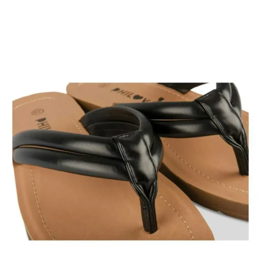 Tongs Entredoigt NOIR Femme Motif Uni A Enfiler