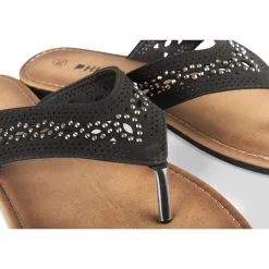 Tongs Entredoigt NOIR Femme Motif Perle A Enfiler