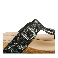 Tongs Entredoigt NOIR Femme Motif Fleuri A Enfiler