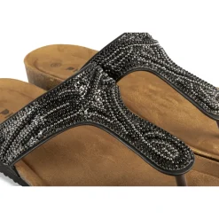 Tongs Entredoigt NOIR Femme Motif Paillettes A Enfiler