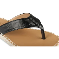 Tongs Entredoigt NOIR Femme Motif Uni A Enfiler