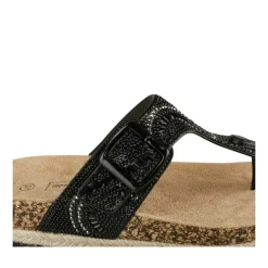 Tongs Entredoigt NOIR Femme Motif Uni A Enfiler