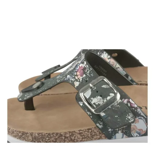 Tongs Entredoigt NOIR Femme Motif Fleuri A Enfiler