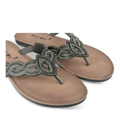 Tongs Entredoigt NOIR Femme Motif Paillettes A Enfiler