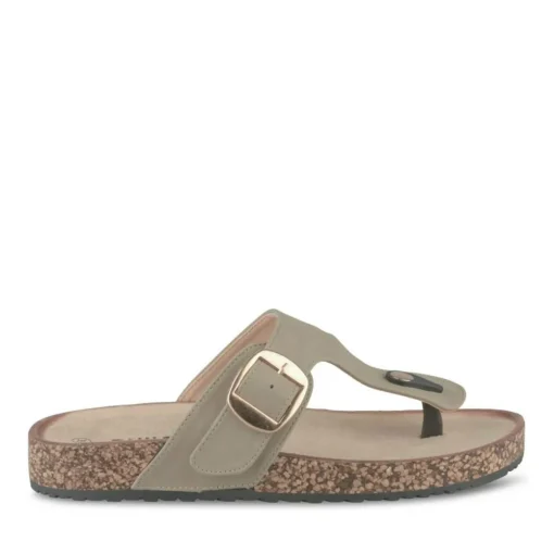 Tongs Entredoigt TAUPE Femme Motif Uni A Enfiler