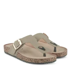 Tongs Entredoigt TAUPE Femme Motif Uni A Enfiler