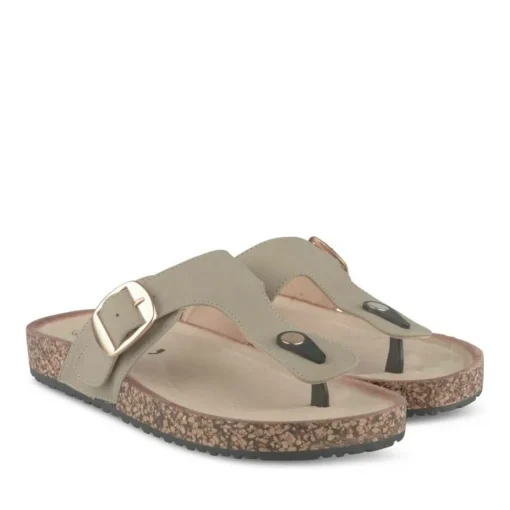 Tongs Entredoigt TAUPE Femme Motif Uni A Enfiler