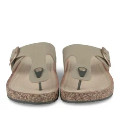 Tongs Entredoigt TAUPE Femme Motif Uni A Enfiler