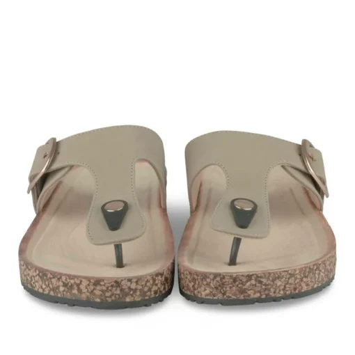 Tongs Entredoigt TAUPE Femme Motif Uni A Enfiler