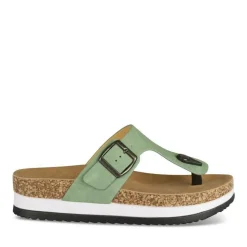 Tongs Entredoigt VERT Femme Motif Uni A Enfiler