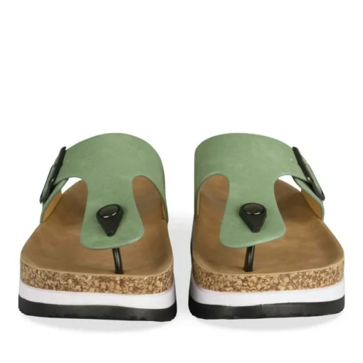 Tongs Entredoigt VERT Femme Motif Uni A Enfiler