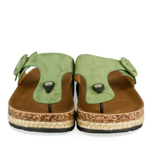 Tongs Entredoigt VERT Femme Motif Uni A Enfiler