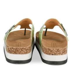 Tongs Entredoigt VERT Femme Motif Uni A Enfiler