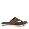 Tongs MARRON Homme CUIR Motif Uni A Enfiler