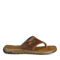Tongs MARRON Homme CUIR Motif Uni A Enfiler