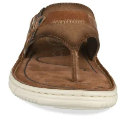 Tongs MARRON Homme CUIR Motif Uni A Enfiler