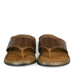 Tongs MARRON Homme CUIR Motif Uni A Enfiler