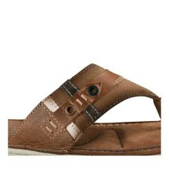 Tongs MARRON Homme CUIR Motif Uni A Enfiler
