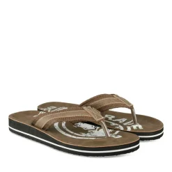 Tongs MARRON Homme Motif Uni A Enfiler